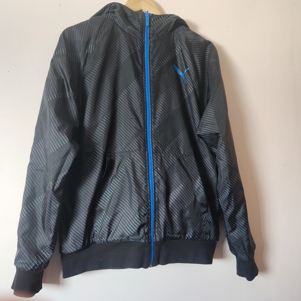Puma Mens Ess+ Reversible Full Zip Hooded Fleece Jacket Tech Wear Grey Black M